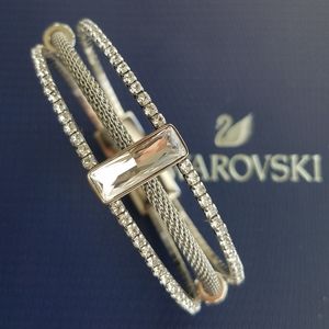 AUTHENTIC Swarovski Triple Row Rhodium Plated Bracelet